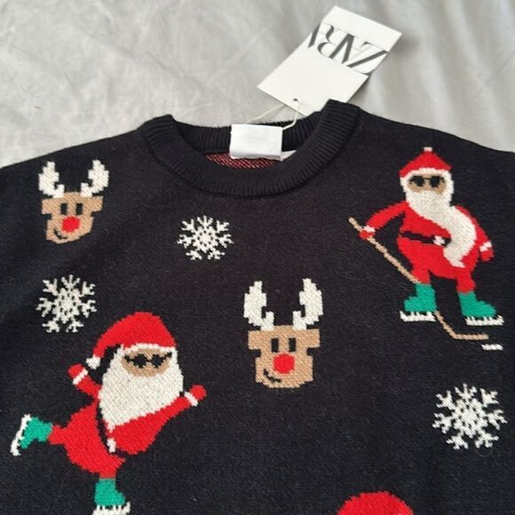ZARA Kids | Black | SANTA CLAUS KNIT SWEATER - Picture 6 of 7